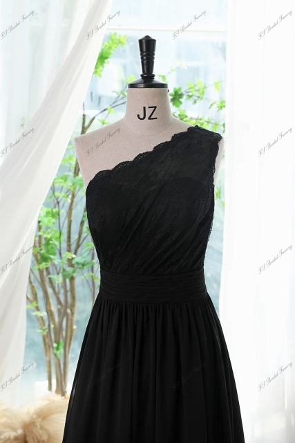 Chiffon Prom Dress With Floral Appliqués Lace One shoulder And Waistband