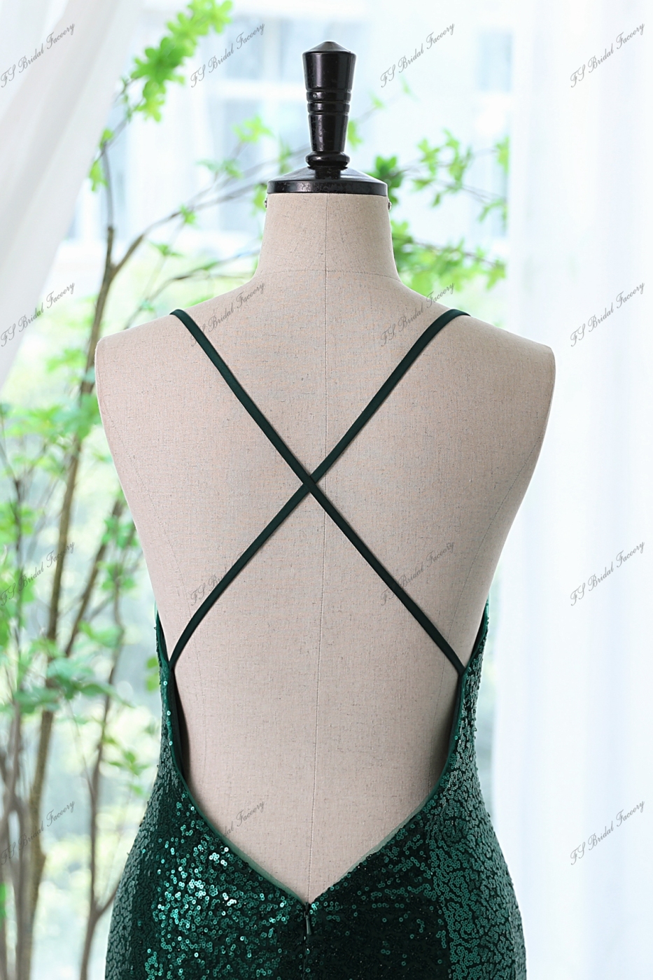 Criss-Cross Open Back Gown with Spaghetti Strap Spa