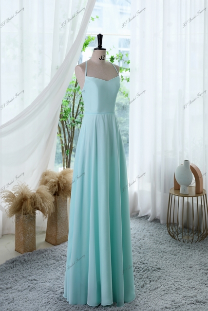 A-line Chiffon Bridesmaid Dress with Halter Back