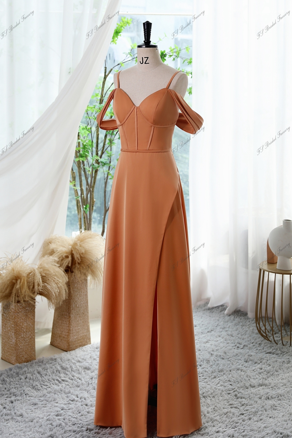 A-line Prom Dress With Spaghetti Straps And Draped Sleeves