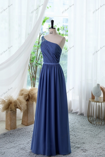 Chiffon A-line Bridesmaid Dress With One Shoulder And Thin Belt