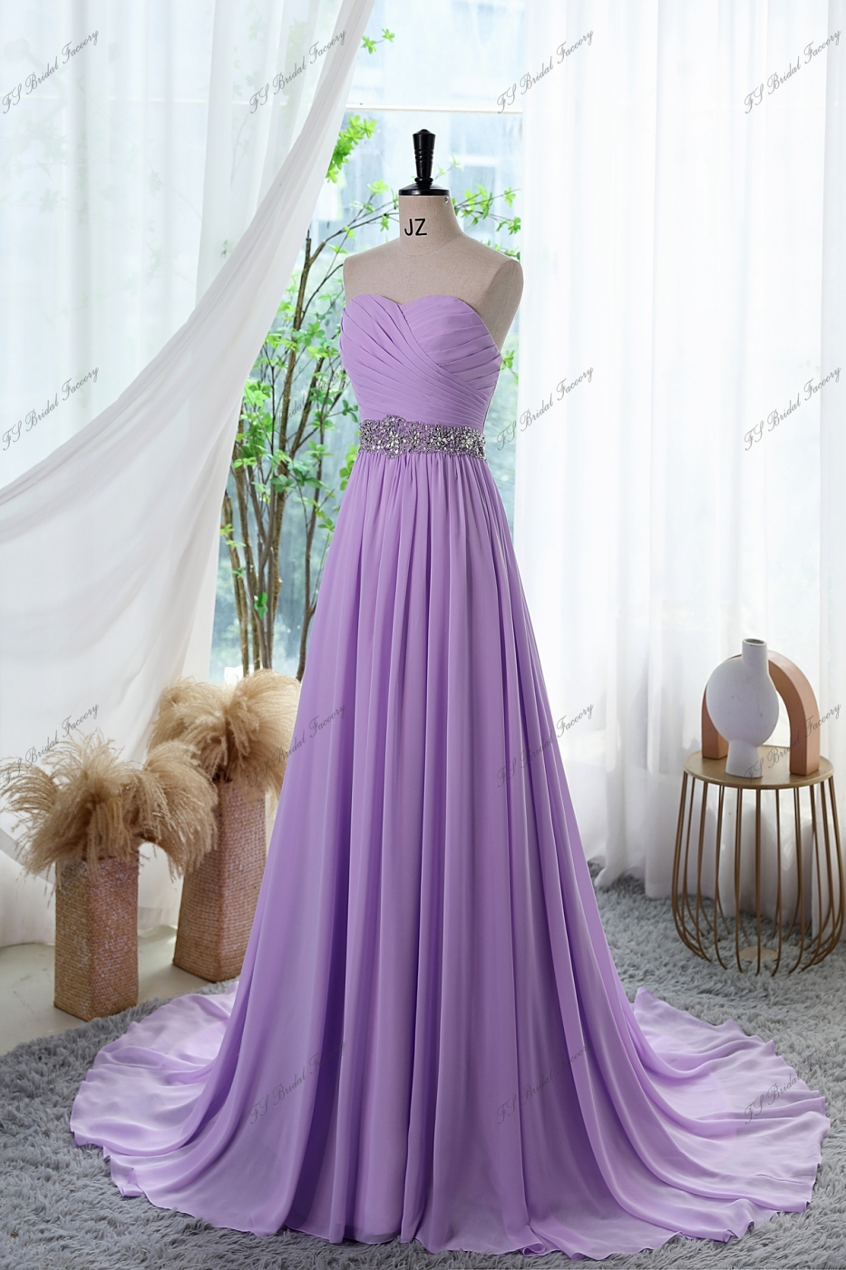 Strapless A-line Dress With Sweetheart And Waisted Beading Crystal
