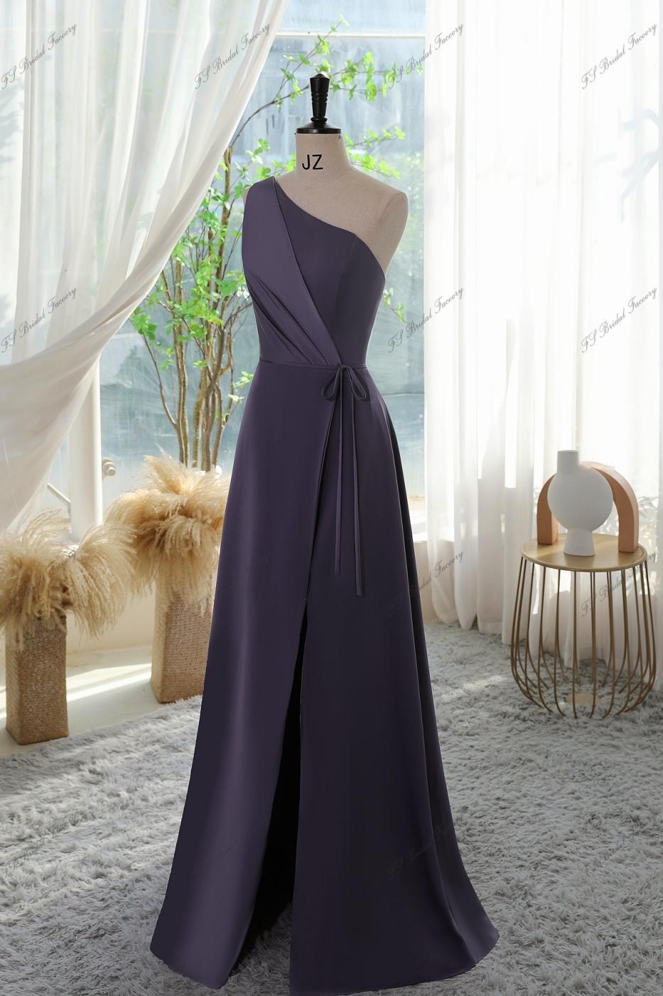 One Shoulder Prom Gown With High Split