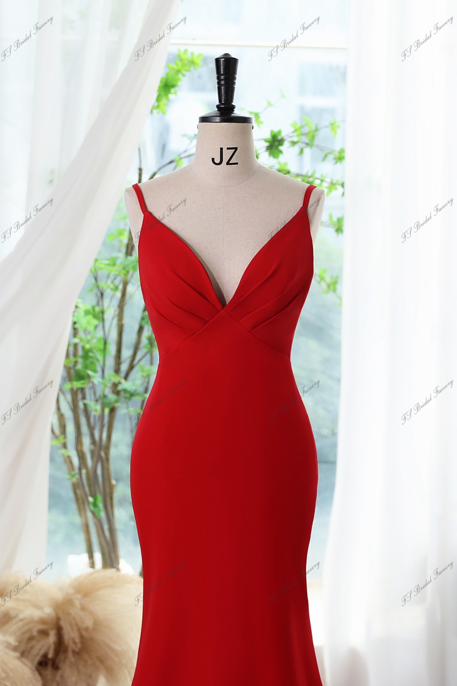 Simple Spaghetti Straps Backless Mermaid Side Split Sexy Prom Dresses, FC1849 main image 0