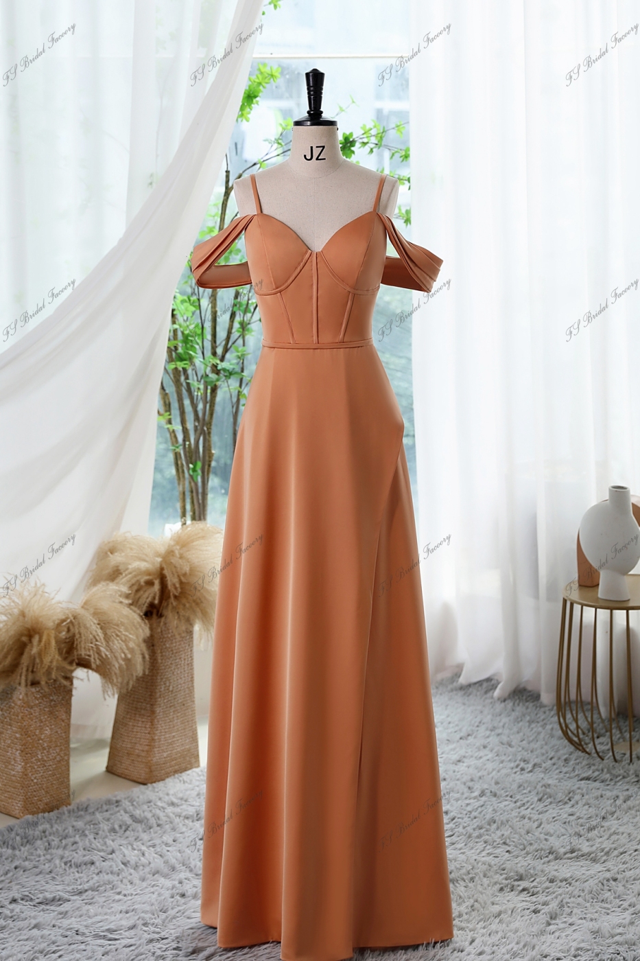 A-line Prom Dress With Spaghetti Straps And Draped Sleeves