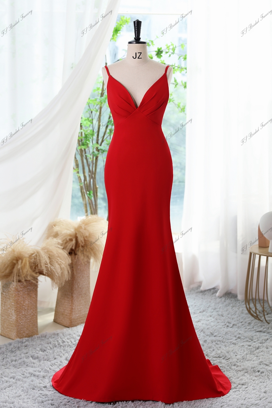 Spaghetti Straps Mermaid Cross Back Sleeveless Prom Dresses, FC2025