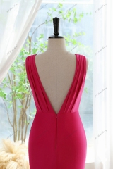 Pleated Form-fitting Prom Dress With V-neck And V-neck