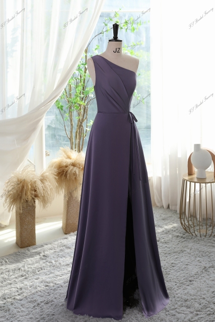 One Shoulder Prom Gown With High Split