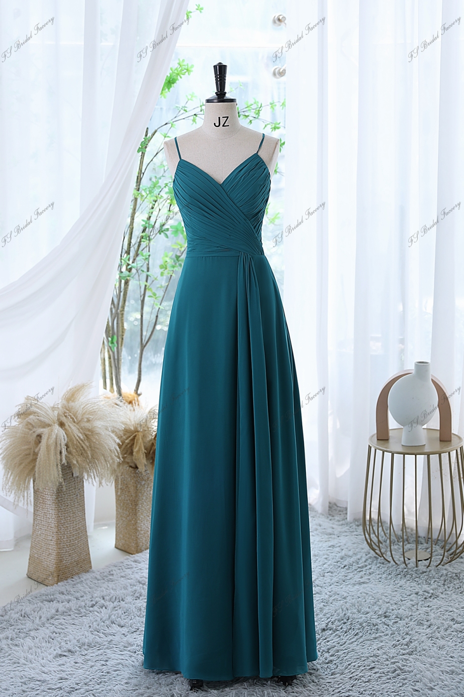 A-line Chiffon Bridesmaid Dress With Spaghetti Straps And Crossing Strappy Back