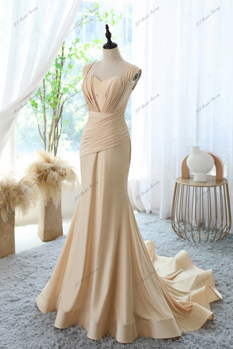 Pleated Mermaid Prom Dress With Skirt Horsehair