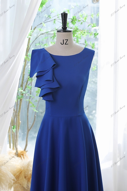 Ruffled Round Neckline Cocktail Dress With Key Hole Back