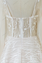 Lace Wedding Gowns With Detached Puffy Sleeve Aline Dress