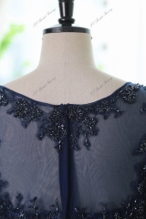A-line Chiffon Dress With Bateau Neckline And Three-quarter Sleeves
