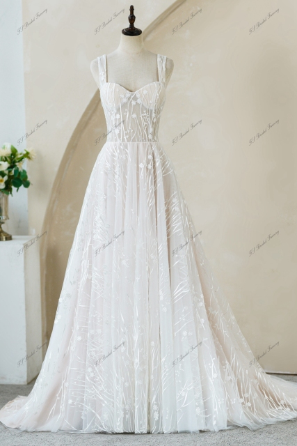 Lace Wedding Gowns With Detached Puffy Sleeve Aline Dress