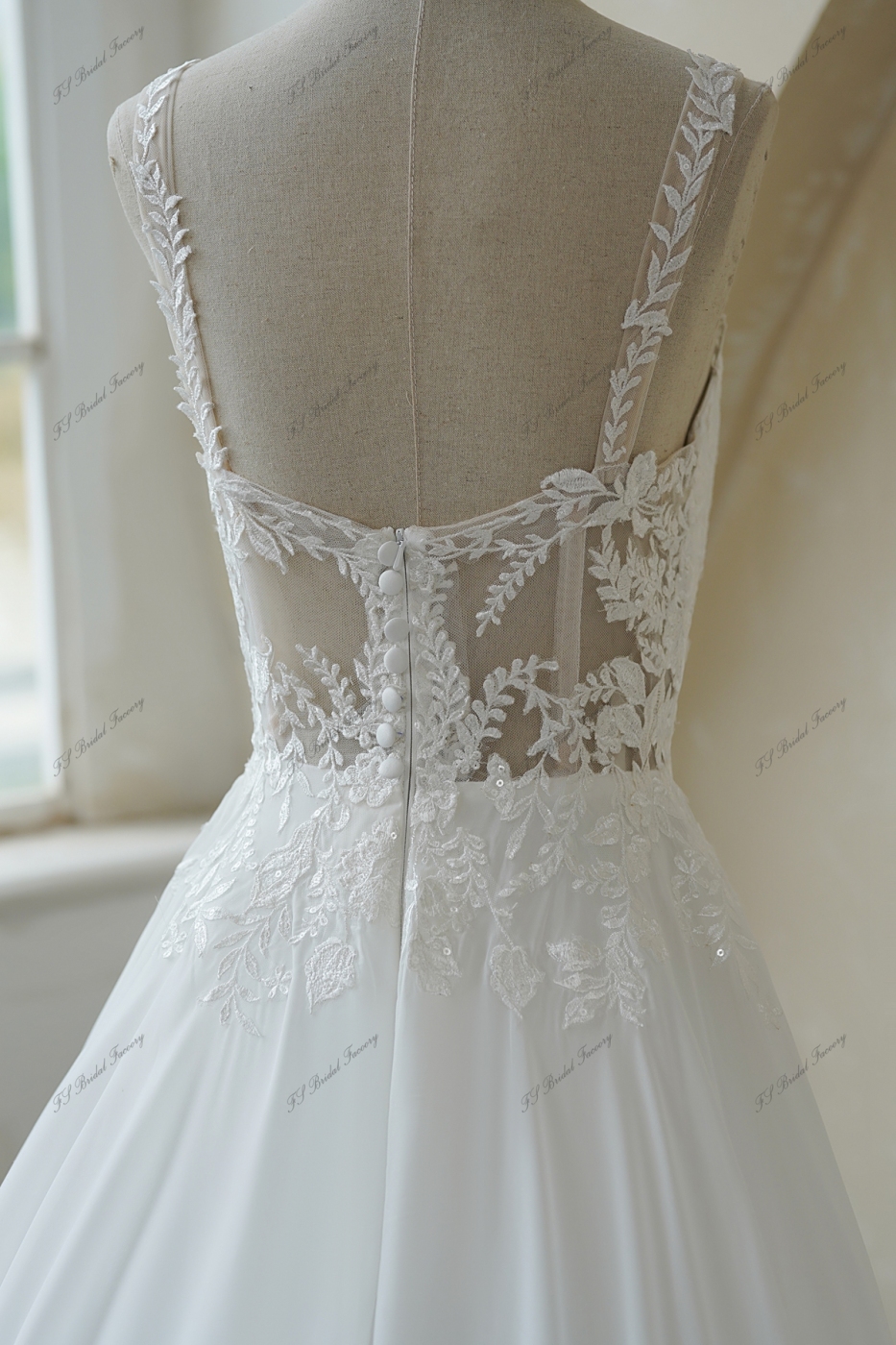Lace Applique With Soft Chiffon Bridal Gowns
