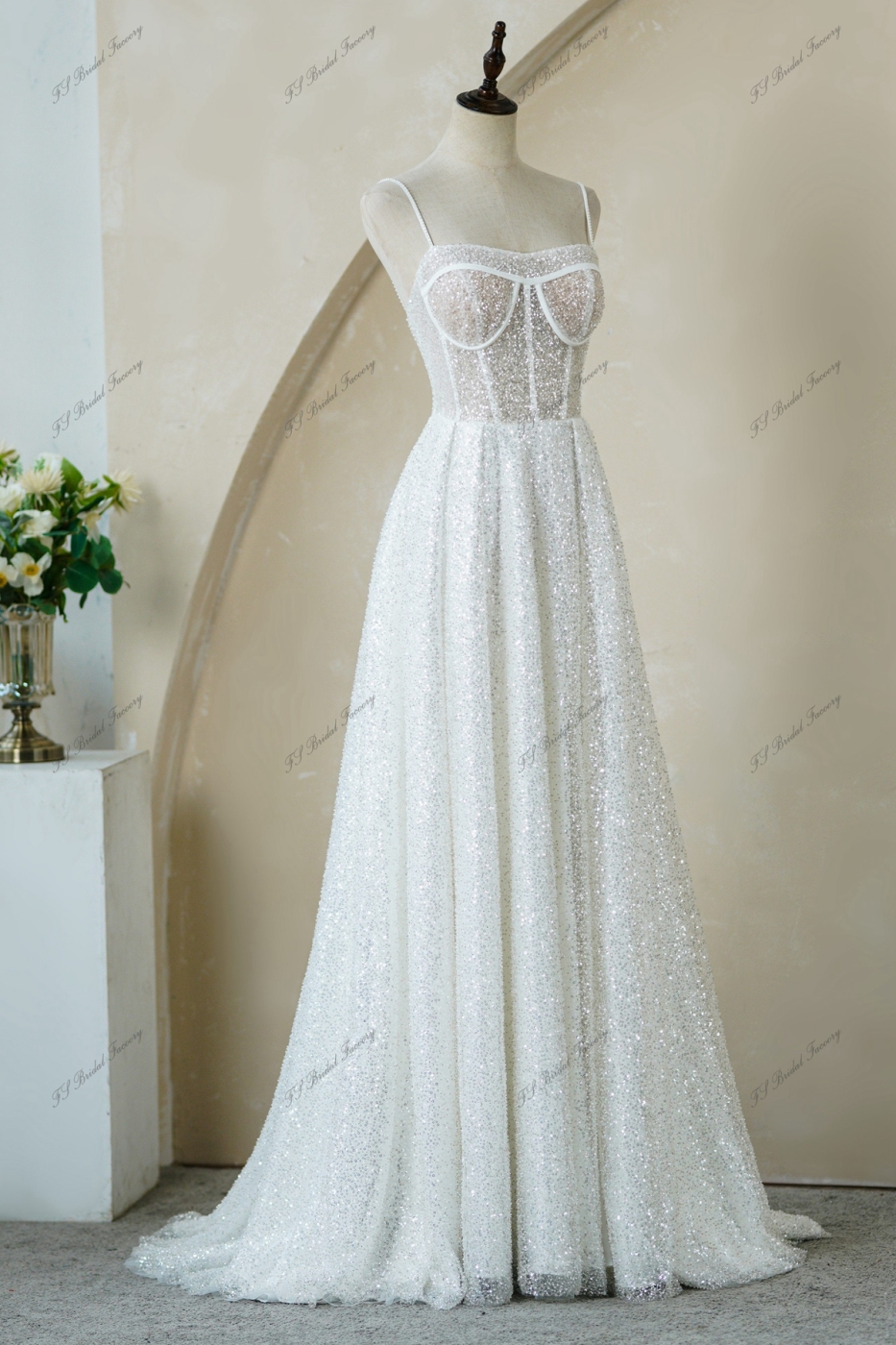 Sparkle Brighter Floating Beaded Lace Wedding Gowns