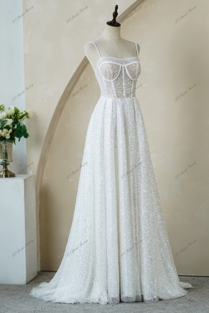 Sparkle Brighter Floating Beaded Lace Wedding Gowns
