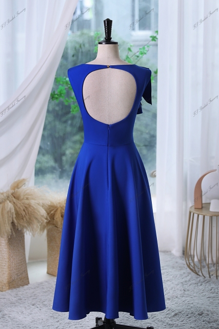 Ruffled Round Neckline Cocktail Dress With Key Hole Back