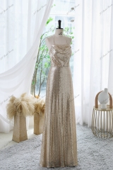 Sequin Prom Dress With Spaghetti Straps and Crossing Straps Back
