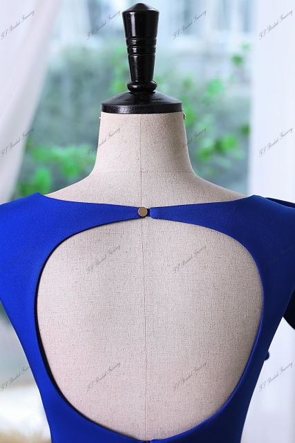 Ruffled Round Neckline Cocktail Dress With Key Hole Back
