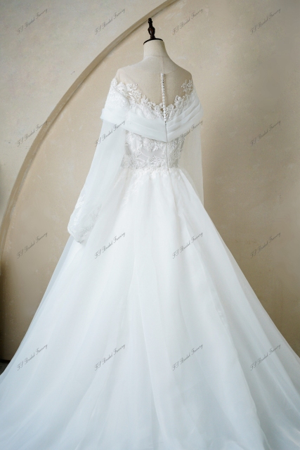 Ruched Bodice With Organza Satin Ball Gown Bridal Dress