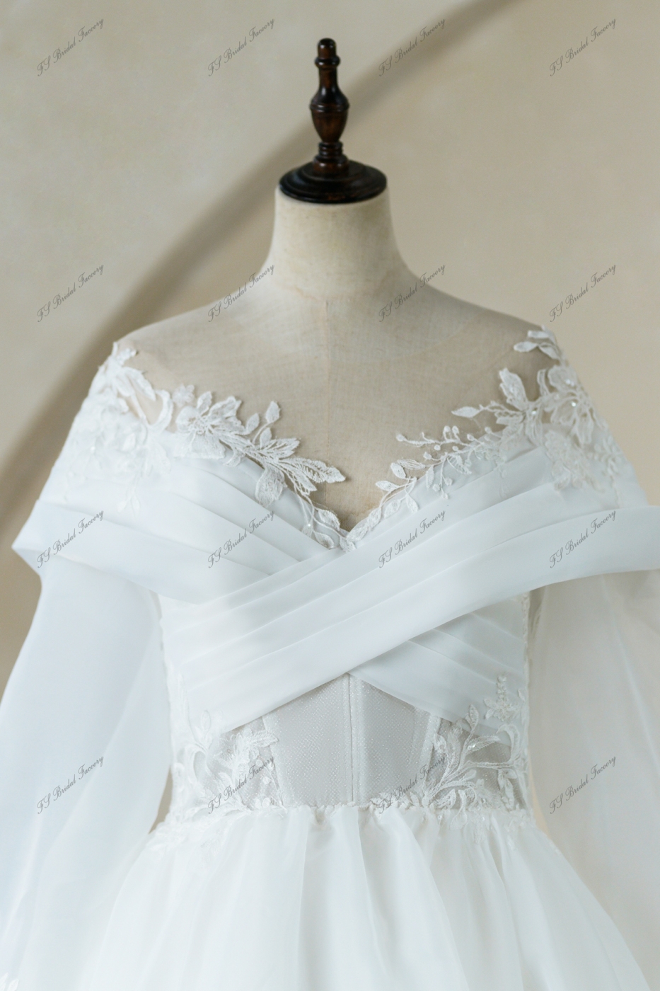 Ruched Bodice With Organza Satin Ball Gown Bridal Dress