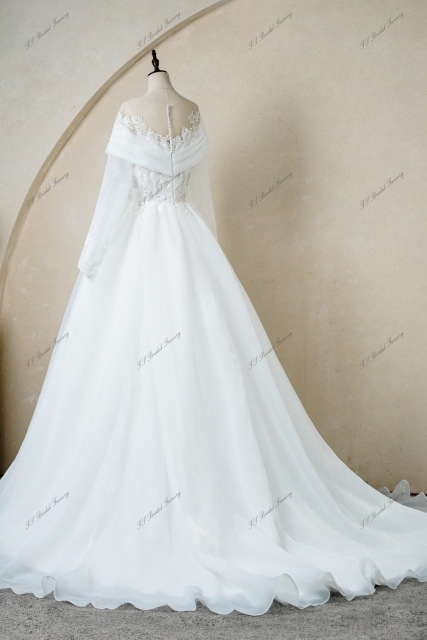 Ruched Bodice With Organza Satin Ball Gown Bridal Dress