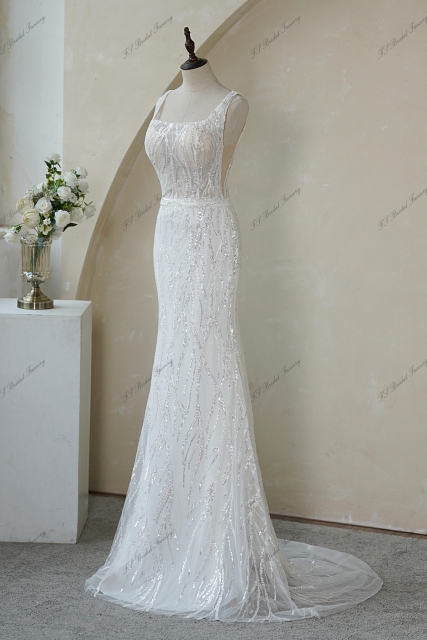 Luxurious Hand Beaded Lace Mermaid Bridal Dress
