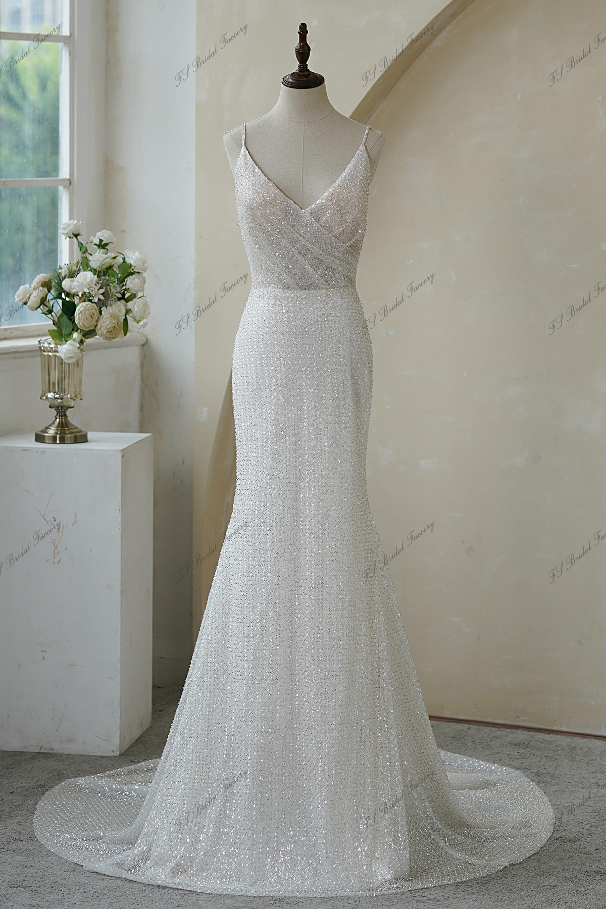 Wedding Dress Beading Strap Fit To Flare A Line Mermaid Gown main image 1