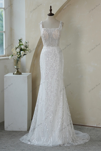 Luxurious Hand Beaded Lace Mermaid Bridal Dress