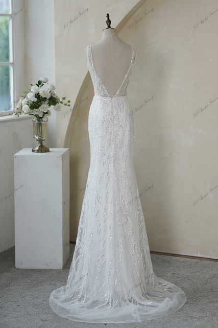 Luxurious Hand Beaded Lace Mermaid Bridal Dress