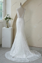Sequin Slimline Wedding Gown With Deep V Neckline