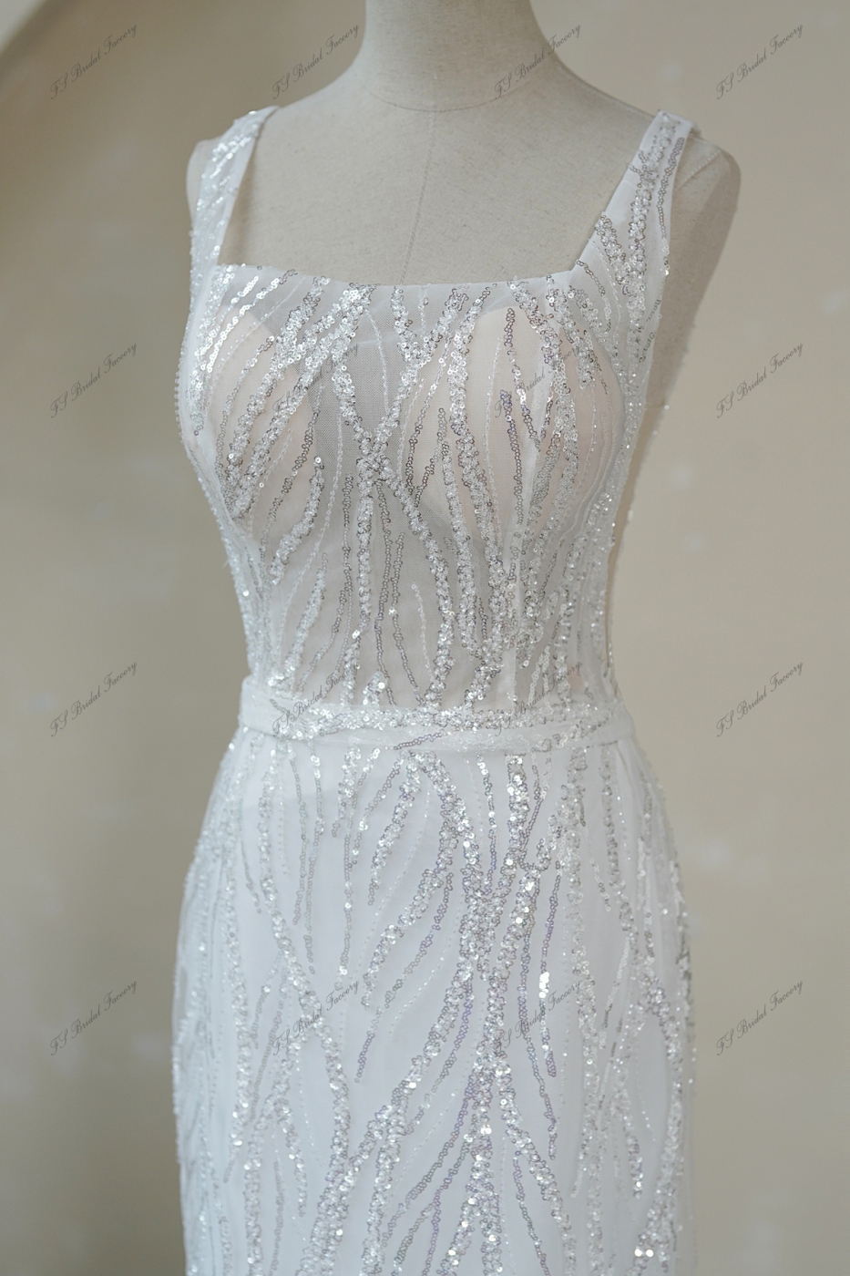 Luxurious Hand Beaded Lace Mermaid Bridal Dress