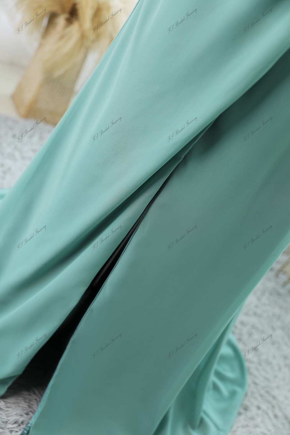 Chiffon High Split Bridesmaid Dress With Cowl Back