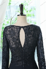 Chiffon Mother Of Bride Dress With A-line Silhouette, Round Neckline And Three-quarter Sleeves