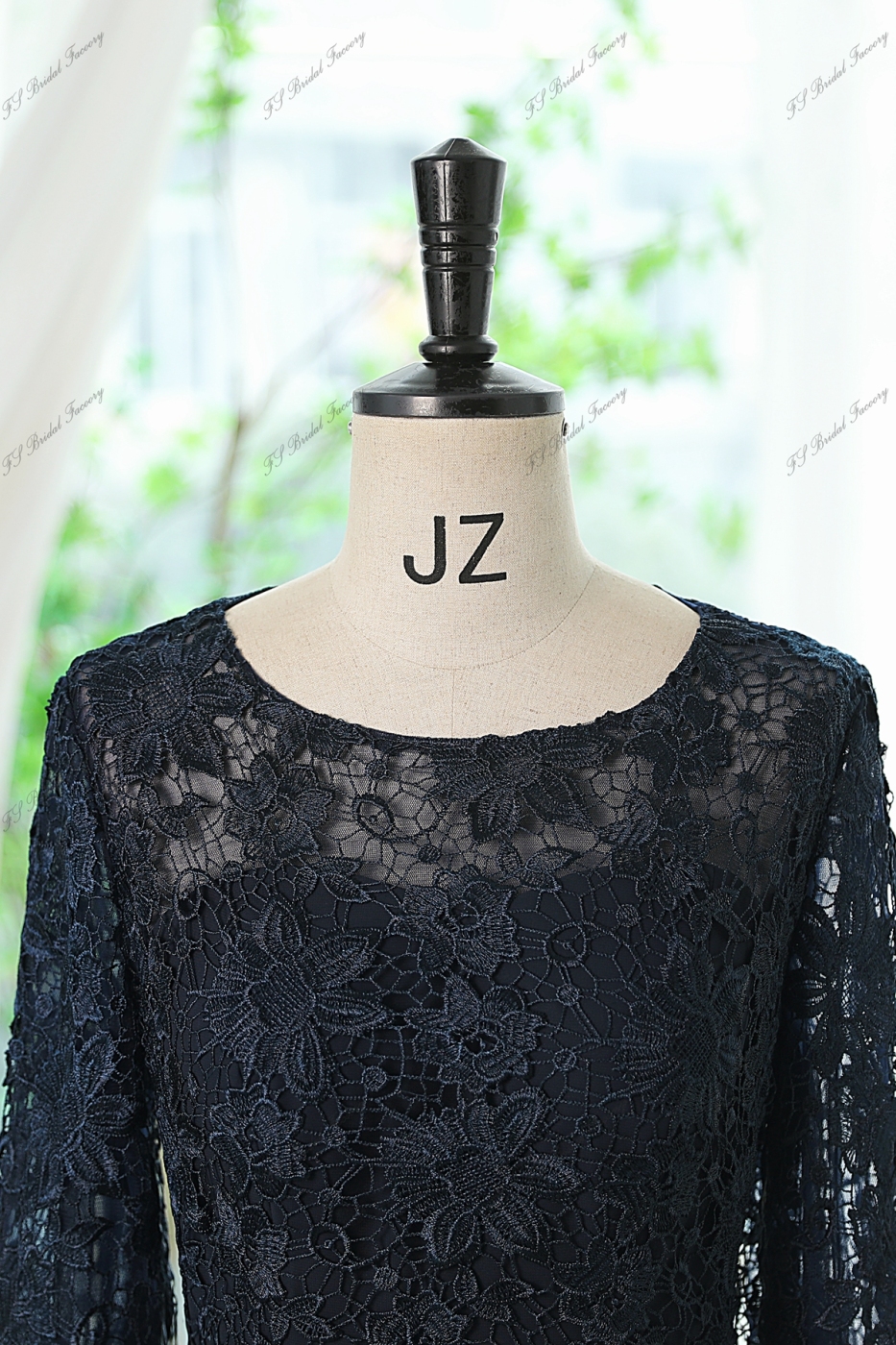 Chiffon Mother Of Bride Dress With A-line Silhouette, Round Neckline And Three-quarter Sleeves