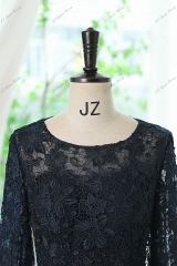Chiffon Mother Of Bride Dress With A-line Silhouette, Round Neckline And Three-quarter Sleeves