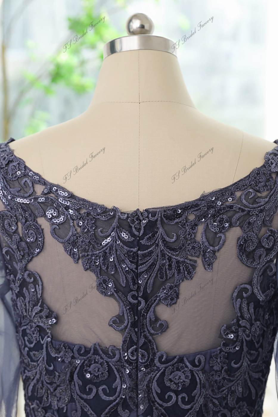 Chiffon Mother Of Bride Dress With A-line Silhouette, Illusion Bateau Neckline