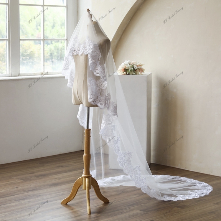 Lace Wedding Veil Bridal Veil 118''Length×110'' Width PV102