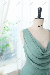Chiffon High Split Bridesmaid Dress With Cowl Back