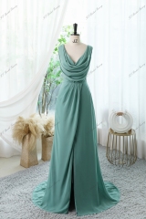 Chiffon High Split Bridesmaid Dress With Cowl Back