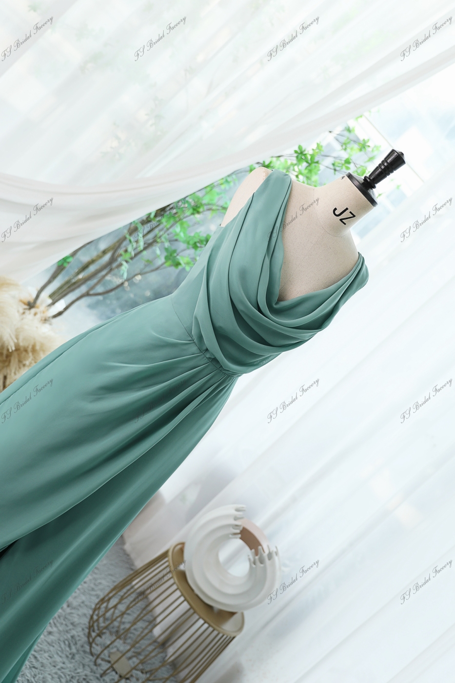 Chiffon High Split Bridesmaid Dress With Cowl Back