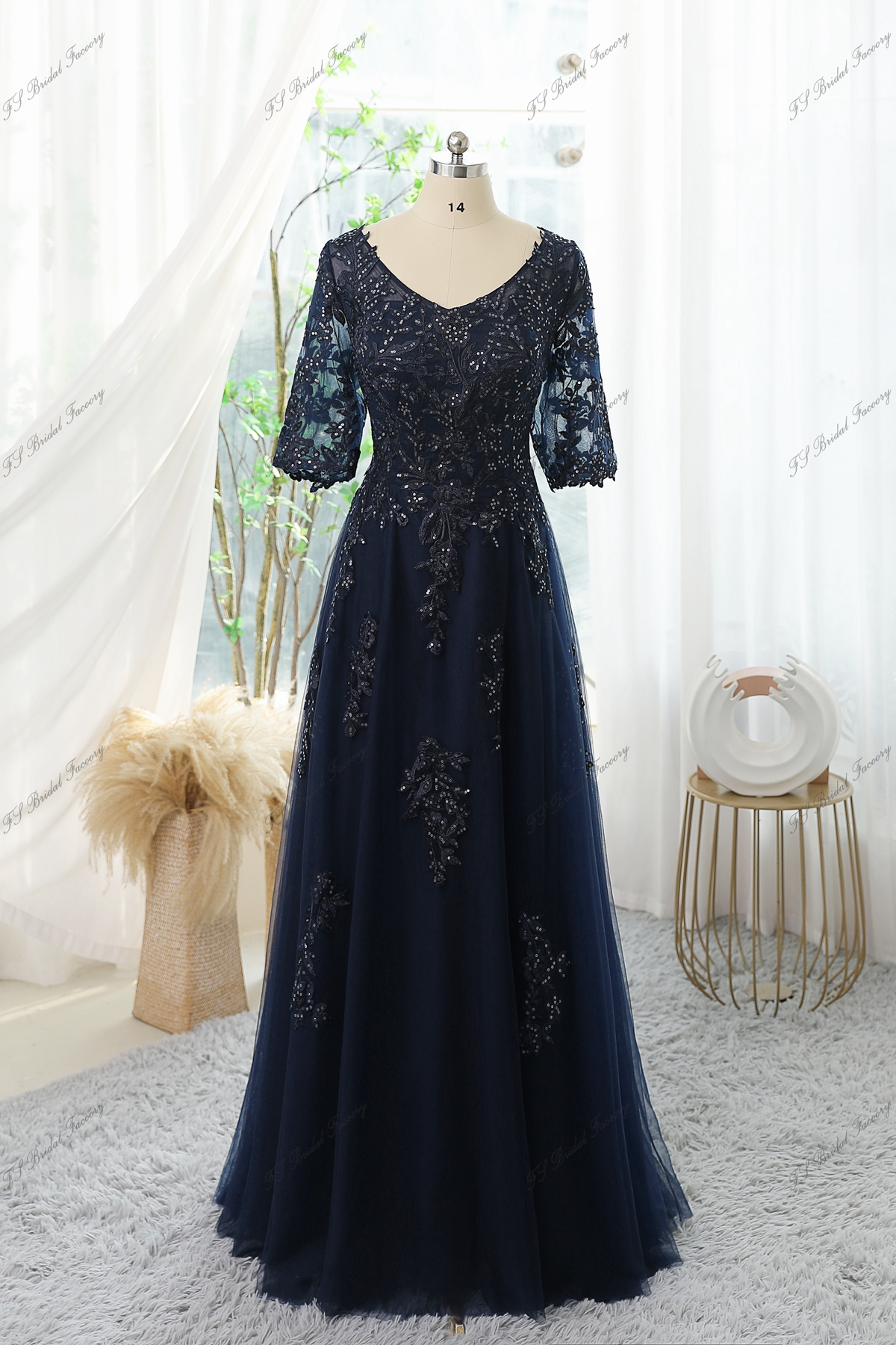 Floral Sequin Appliques Mother Of Bride Dress With A-line Silhouette ...