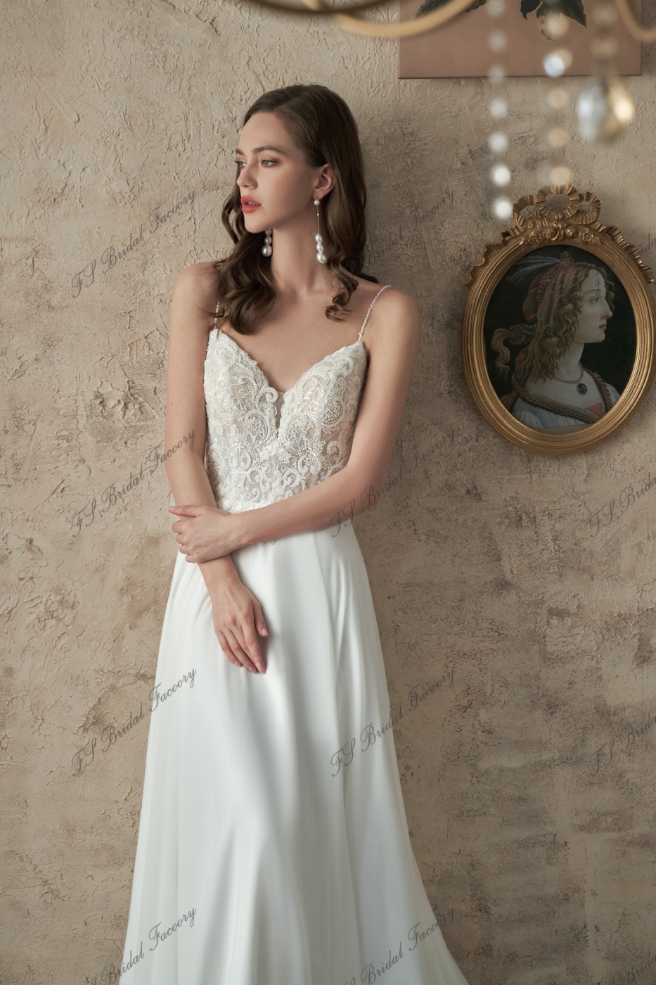Detached Long Simple Chiffon Bishop Wedding Sleeves with Romantic Detail Beading.