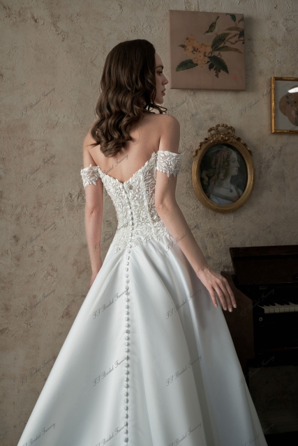 Off-Shoulder Sweetheart Satin Wedding Dress