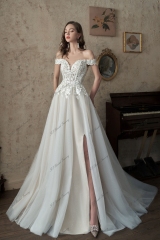 Off The Shoulder A-Line Beach Wedding Dress