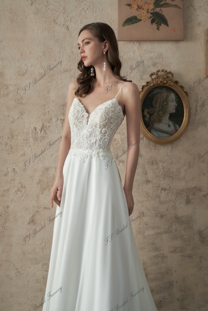 Detached Long Simple Chiffon Bishop Wedding Sleeves with Romantic Detail Beading.