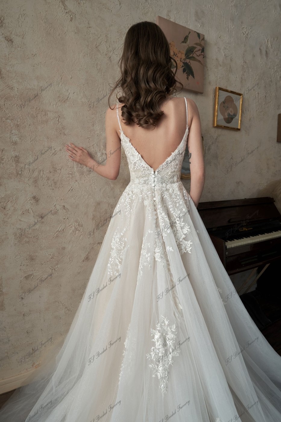 A-Line Beading Lace Applique Wedding Dress