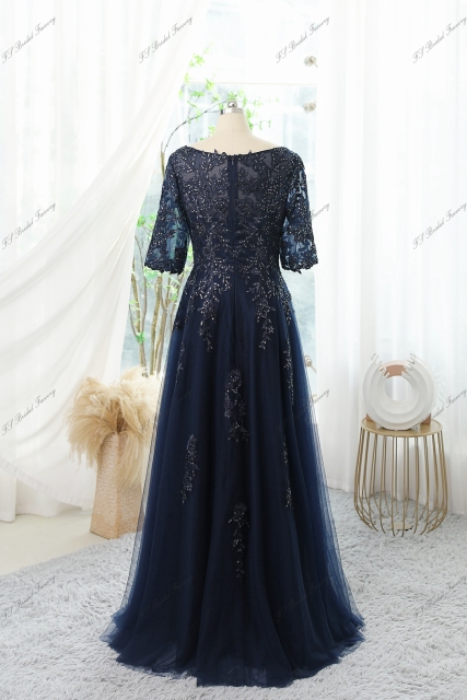 Floral Sequin Appliques Mother Of Bride Dress With A-line Silhouette And V-neck