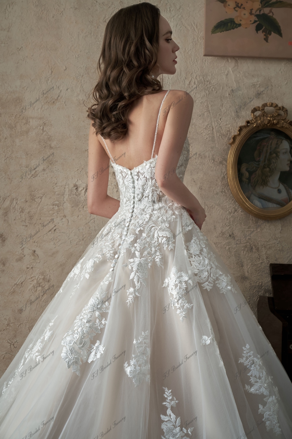 Modern Floral Boho Lace Wedding Dress